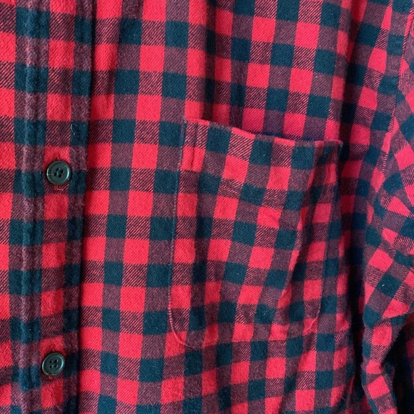 Lands' End Red & black plaid 100% cotton flannel shirt, men’s size XL - Picture 3 of 9